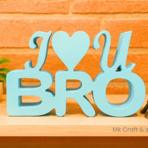 Light blue wooden decorative plate on wooden shelf by MK Crafts & Interiors Hyderabad