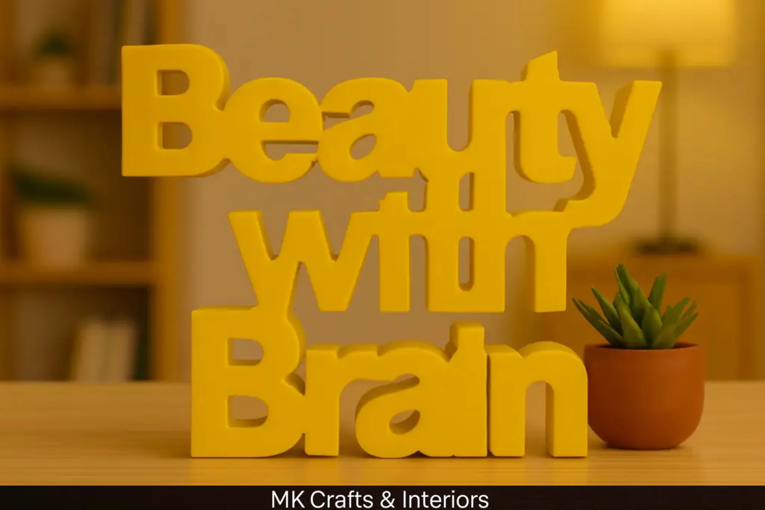 Beauty With Brain – Yellow Decorative Desk Sculpture