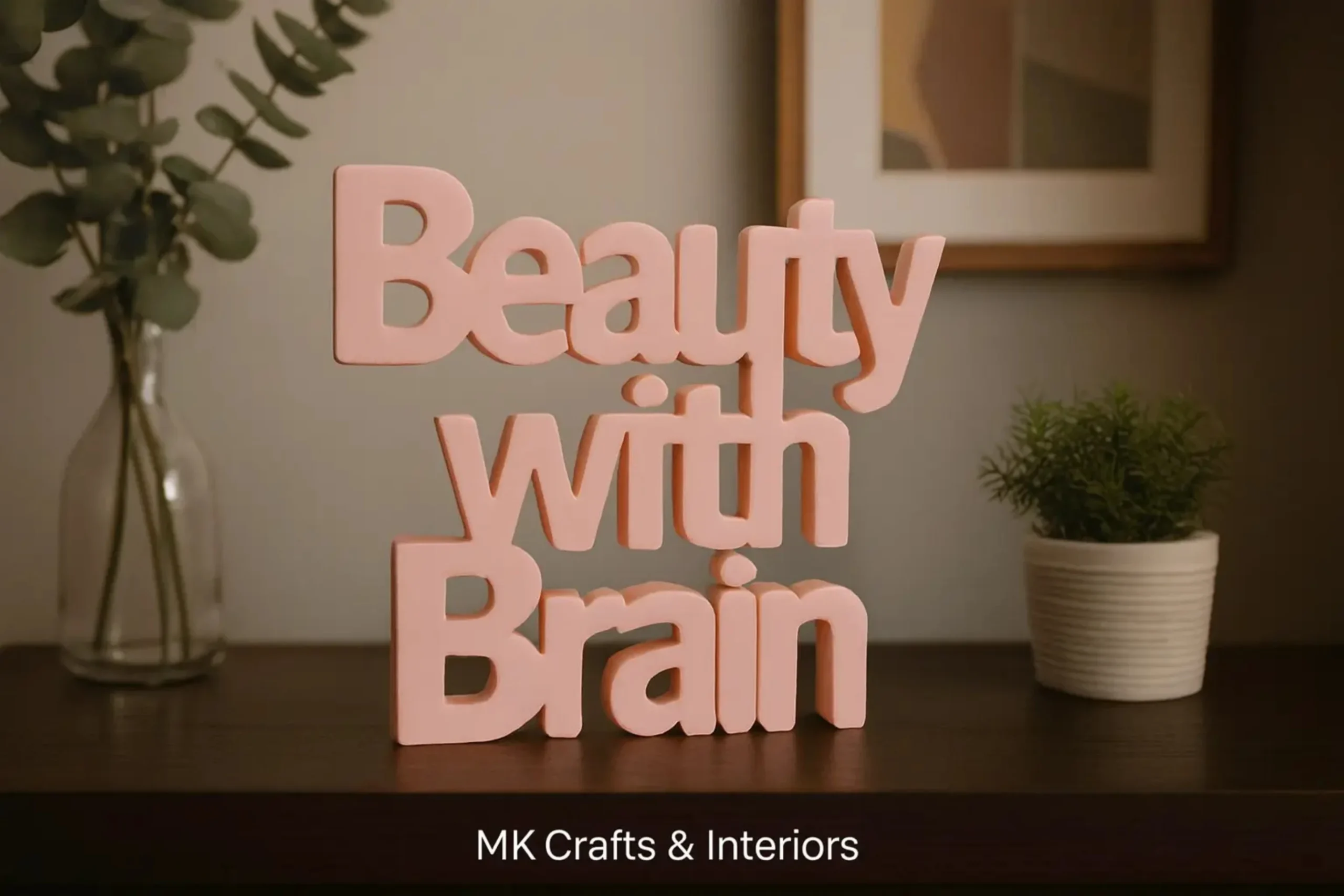 Beauty With Brain – pink Decorative Desk Sculpture