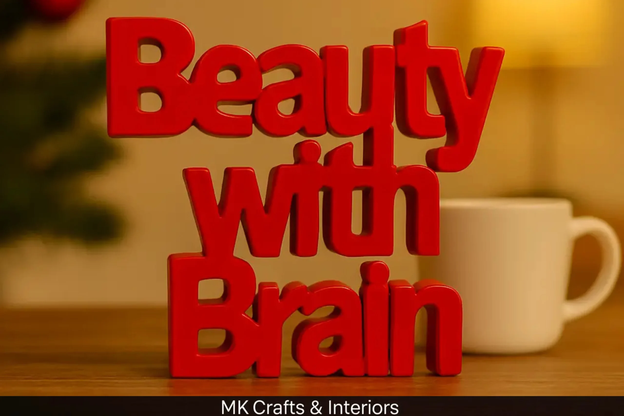 Beauty With Brain – Red Decorative Desk Sculpture