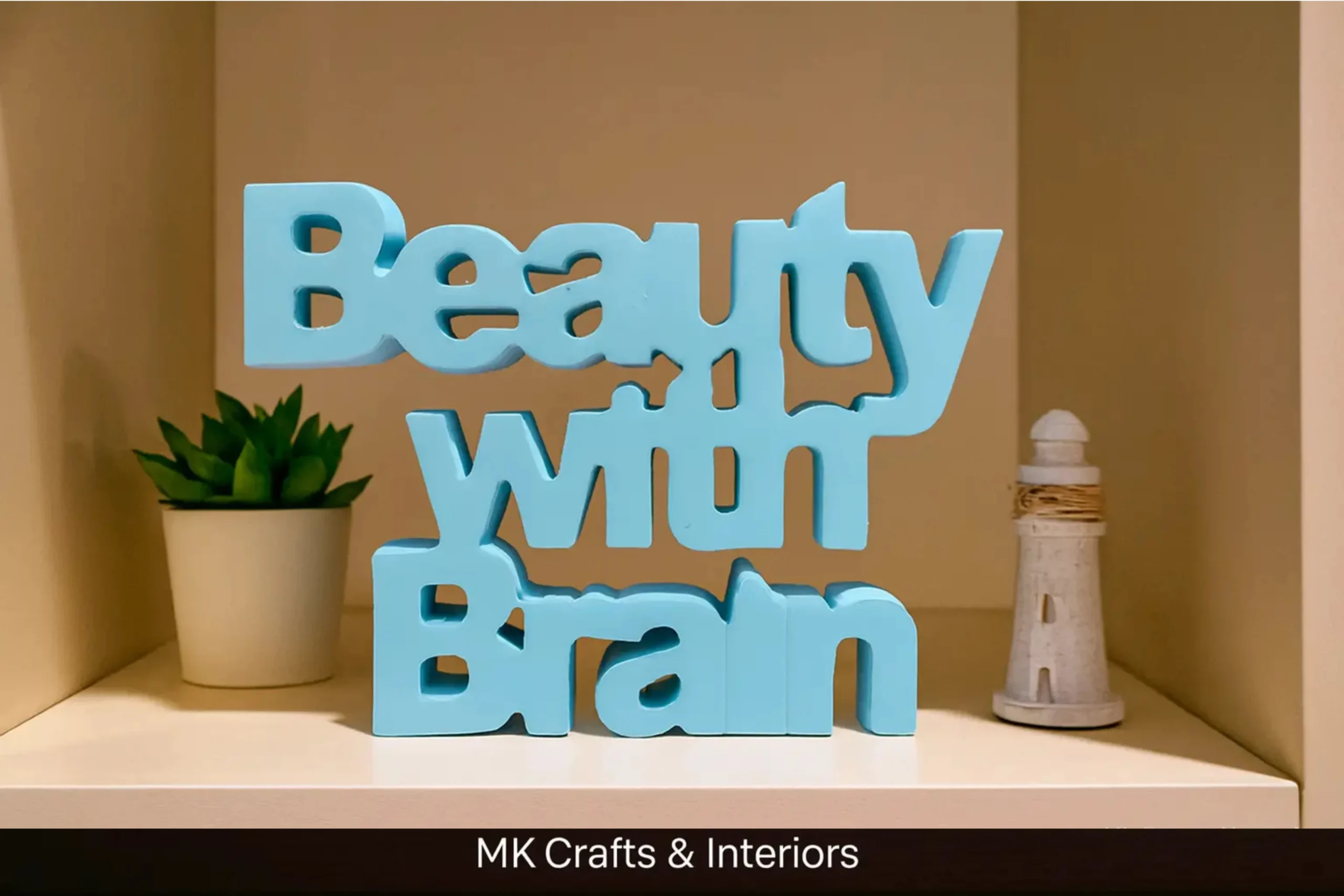Beauty With Brain – Light Blue Decorative Desk Sculpture