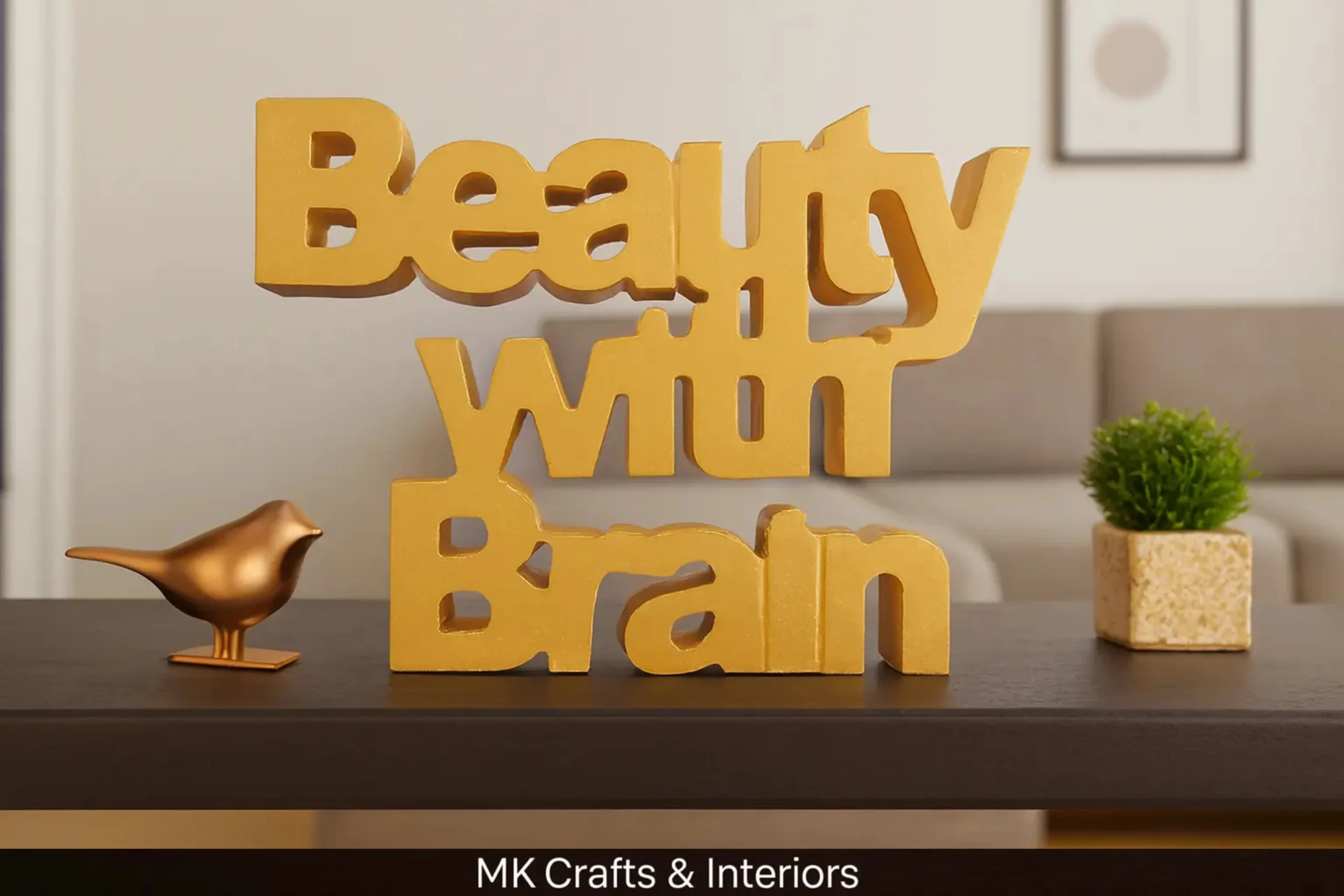 Beauty With Brain – Gold Decorative Desk Sculpture