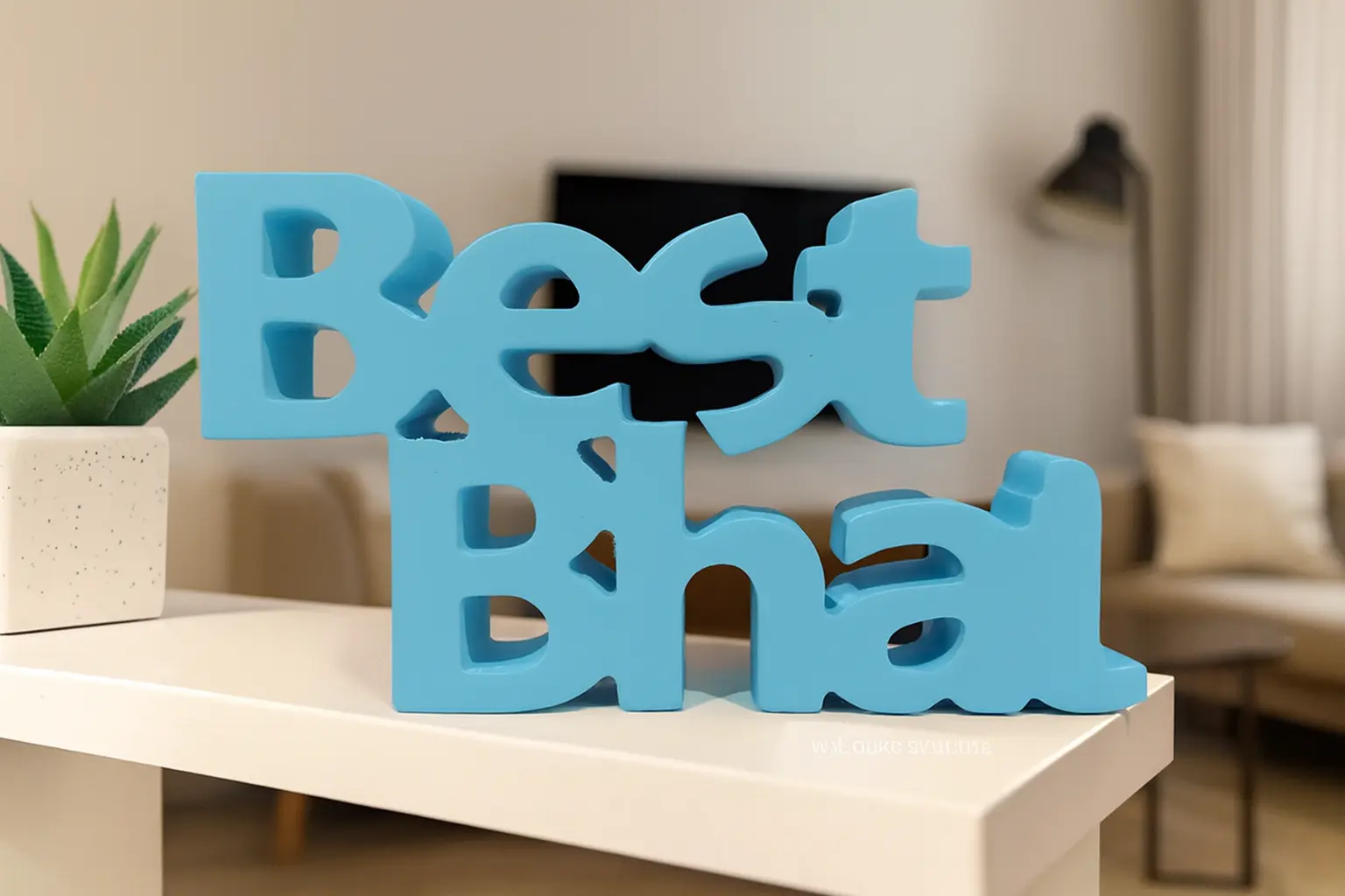 Light Blue wooden decorative “Best Bhai” gift showpiece by MK Crafts placed on a table – premium handcrafted brother gift available in six colors.